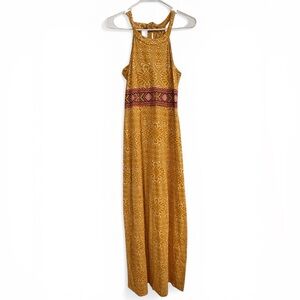 Prana Skye Marigold Maxi Dress Organic Cotton Halter Keyhole XS Boho